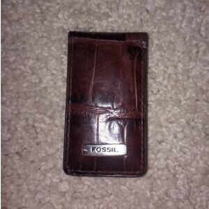 Fossil Leather Money Clip Brown